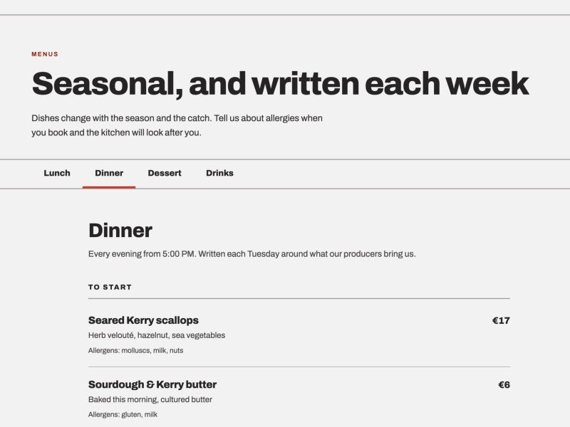 Customisable Menus