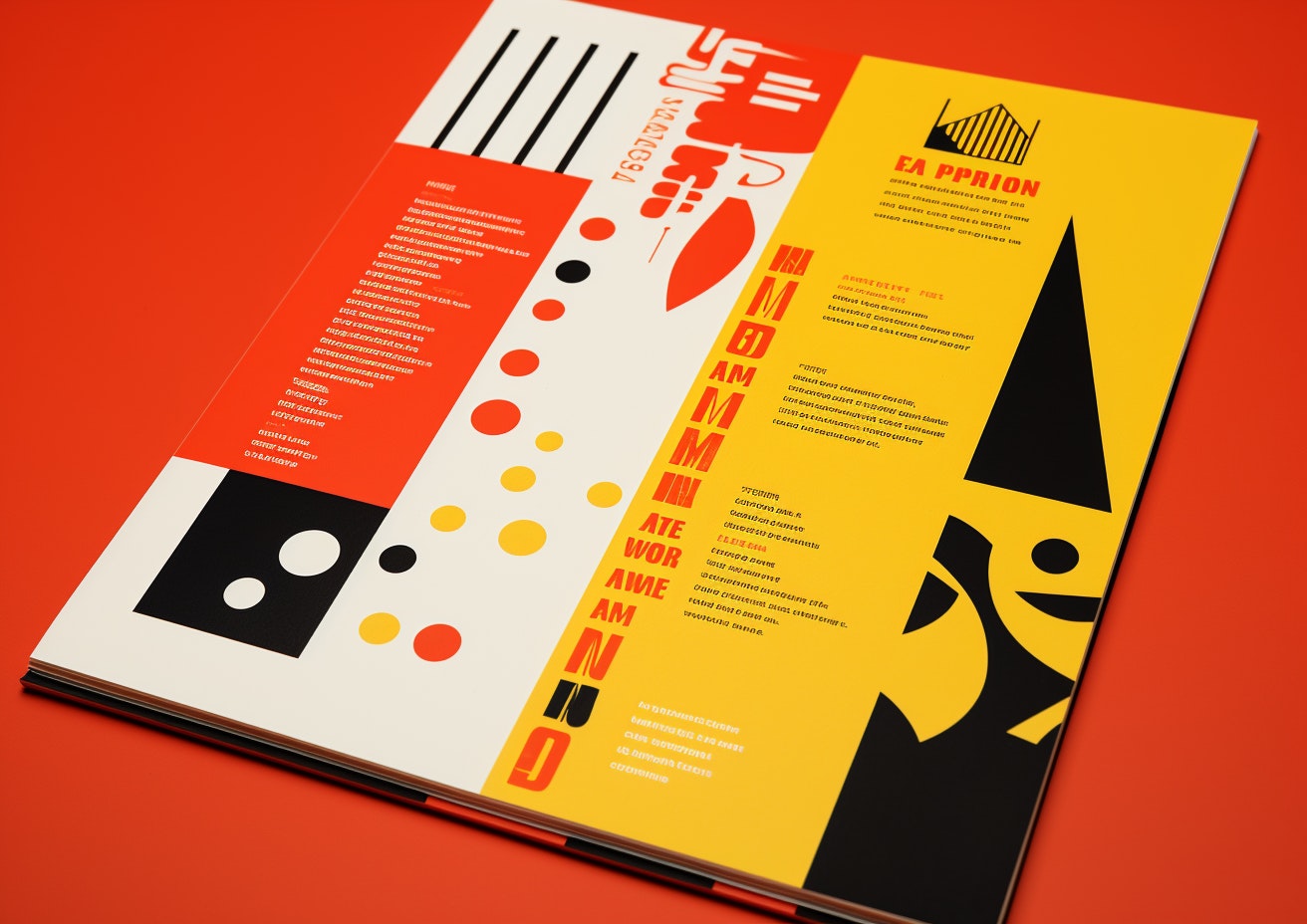 Dynamic Red and Yellow Editorial Design Mockup